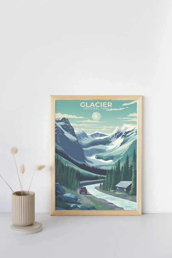 Print Glacier National Park Poster Montana National Park Montana Poster Hike Mountain Peaks Wall Decor Glacier Views Art Print USA