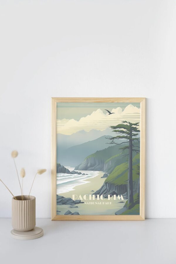 Print Pacific Rim National Park Poster British Columbia National Park BC Poster Surf Tofino Beaches Wall Decor Rainforest Art Print Canada