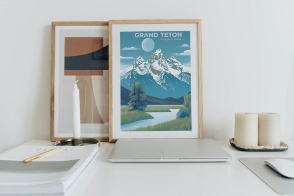 Print Grand Teton National Park Poster Wyoming National Park Wyoming Poster Mountain Peaks Wall Decor Majestic Range Art Print USA