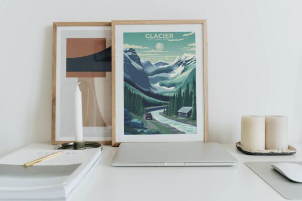 Print Glacier National Park Poster Montana National Park Montana Poster Hike Mountain Peaks Wall Decor Glacier Views Art Print USA