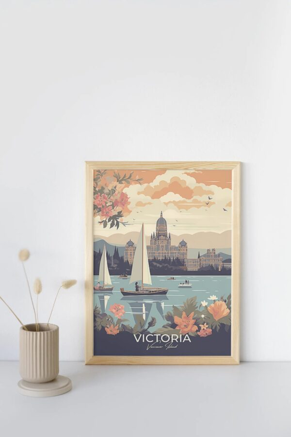 Print Victoria Parliament Poster British Columbia Poster Vancouver Island Wall Decor Historic Building Art Print Canada