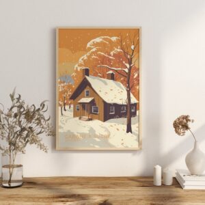 Print Quebec Sugar Shack Poster Quebec Maple Syrup Quebec Poster Taste Winter Delights Wall Decor Forest Cabin Art Print Canada