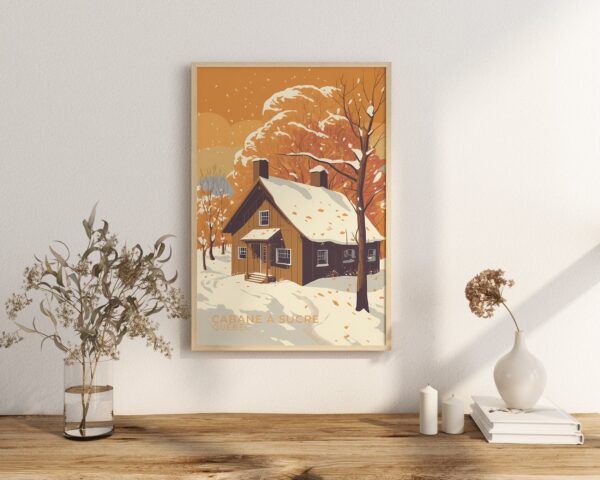 Print Quebec Sugar Shack Poster Quebec Maple Syrup Quebec Poster Taste Winter Delights Wall Decor Forest Cabin Art Print Canada