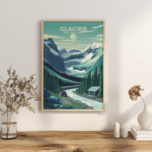 Print Glacier National Park Poster Montana National Park Montana Poster Hike Mountain Peaks Wall Decor Glacier Views Art Print USA