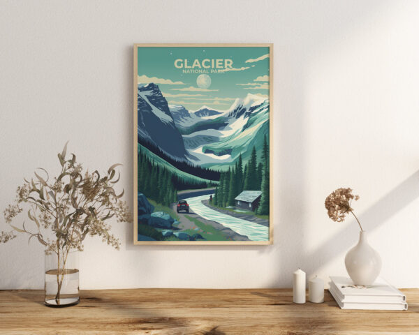 Print Glacier National Park Poster Montana National Park Montana Poster Hike Mountain Peaks Wall Decor Glacier Views Art Print USA