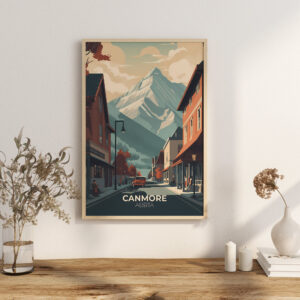 Print Canmore, Alberta Poster Alberta Mountain Climbing Alberta Poster Hiking Trails Wall Decor Adventure Basecamp Art Print Canada