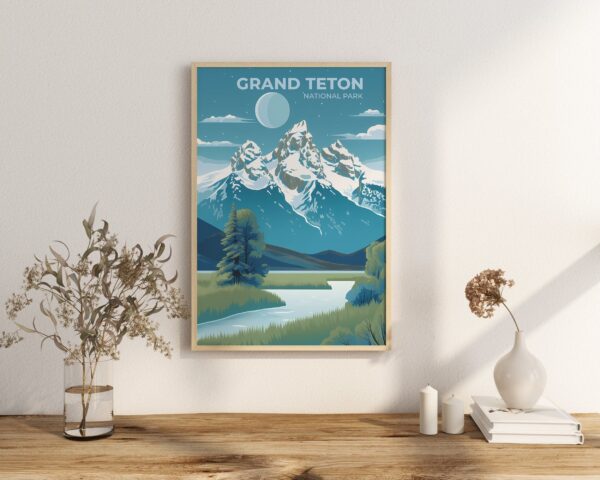 Print Grand Teton National Park Poster Wyoming National Park Wyoming Poster Mountain Peaks Wall Decor Majestic Range Art Print USA